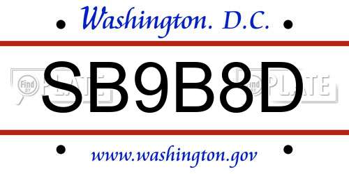 SB9B8D District Of Columbia License Plate
