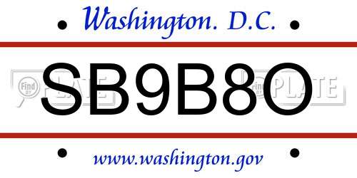 SB9B8O District Of Columbia License Plate