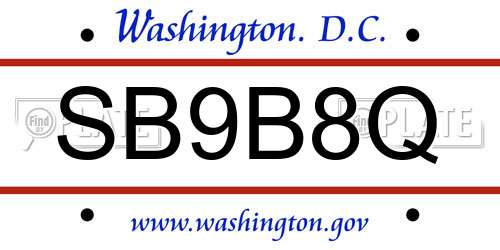 SB9B8Q District Of Columbia License Plate
