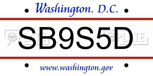 SB9S5D District Of Columbia License Plate