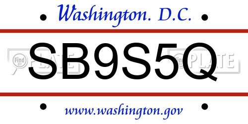 SB9S5Q District Of Columbia License Plate