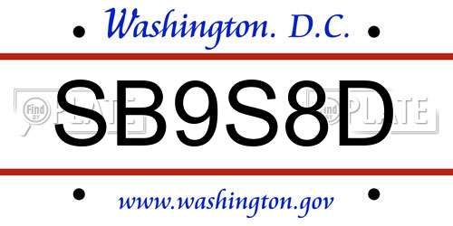 SB9S8D District Of Columbia License Plate