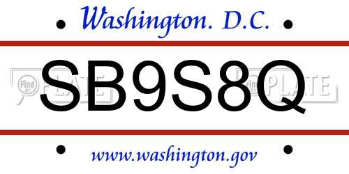 SB9S8Q District Of Columbia License Plate