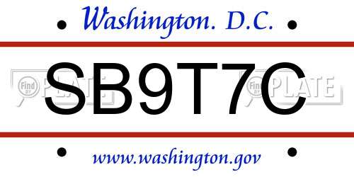 SB9T7C District Of Columbia License Plate