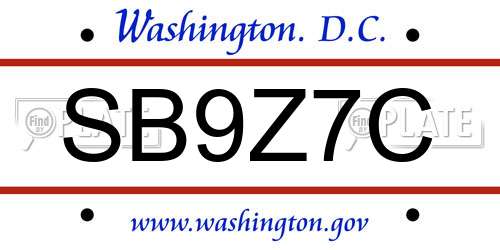 SB9Z7C District Of Columbia License Plate