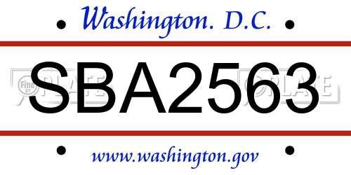 SBA2563 District Of Columbia License Plate
