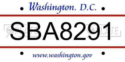 SBA8291 District Of Columbia License Plate
