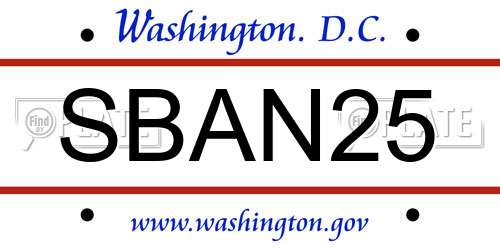SBAN25 District Of Columbia License Plate