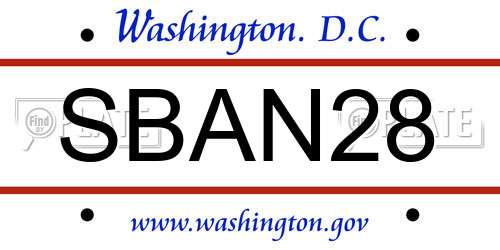 SBAN28 District Of Columbia License Plate