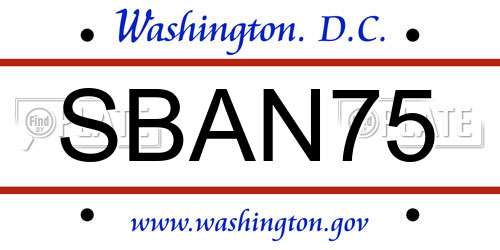 SBAN75 District Of Columbia License Plate