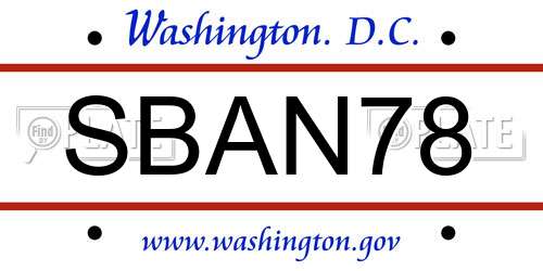 SBAN78 District Of Columbia License Plate
