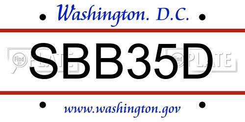 SBB35D District Of Columbia License Plate
