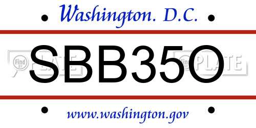 SBB35O District Of Columbia License Plate