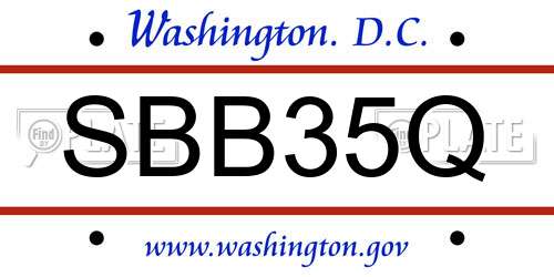 SBB35Q District Of Columbia License Plate