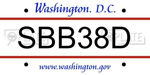 SBB38D District Of Columbia License Plate