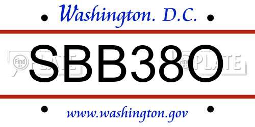 SBB38O District Of Columbia License Plate