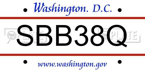 SBB38Q District Of Columbia License Plate