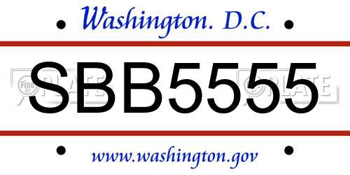 SBB5555 District Of Columbia License Plate