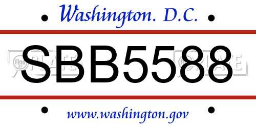 SBB5588 District Of Columbia License Plate