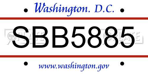 SBB5885 District Of Columbia License Plate