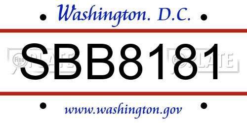 SBB8181 District Of Columbia License Plate