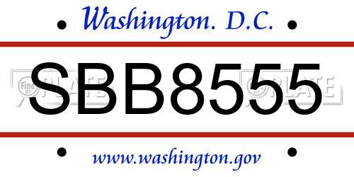 SBB8555 District Of Columbia License Plate