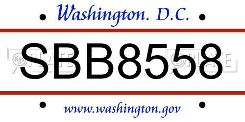 SBB8558 District Of Columbia License Plate