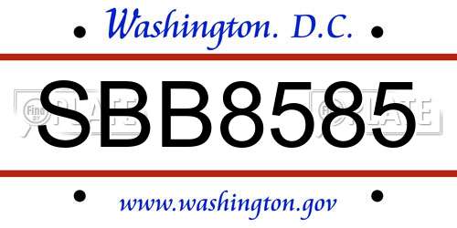 SBB8585 District Of Columbia License Plate