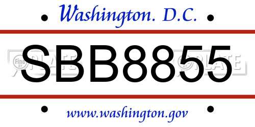 SBB8855 District Of Columbia License Plate