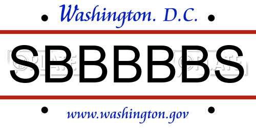 SBBBBBS District Of Columbia License Plate