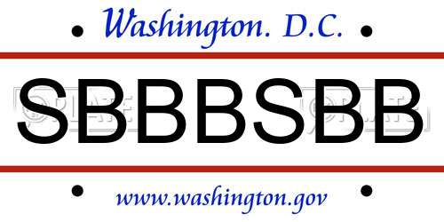 SBBBSBB District Of Columbia License Plate
