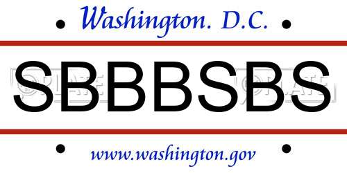 SBBBSBS District Of Columbia License Plate