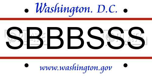 SBBBSSS District Of Columbia License Plate