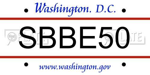 SBBE50 District Of Columbia License Plate