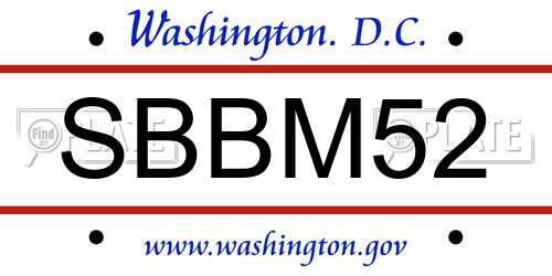 SBBM52 District Of Columbia License Plate