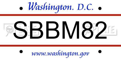 SBBM82 District Of Columbia License Plate