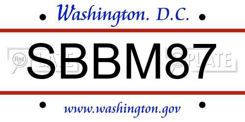 SBBM87 District Of Columbia License Plate
