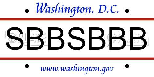 SBBSBBB District Of Columbia License Plate