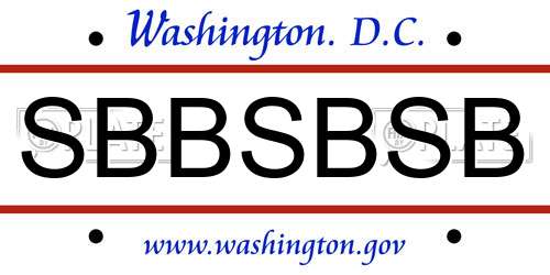 SBBSBSB District Of Columbia License Plate