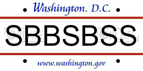 SBBSBSS District Of Columbia License Plate