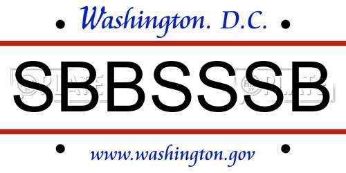 SBBSSSB District Of Columbia License Plate