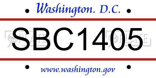 SBC1405 District Of Columbia License Plate