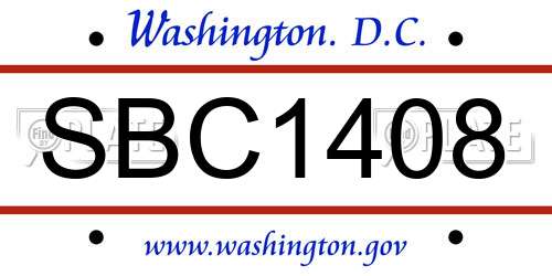 SBC1408 District Of Columbia License Plate