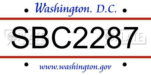 SBC2287 District Of Columbia License Plate