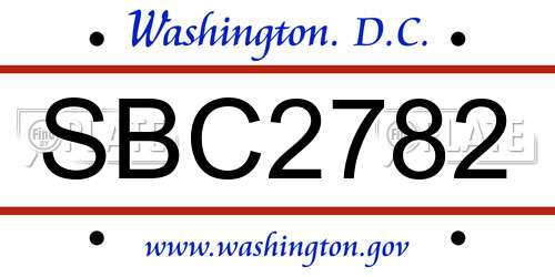 SBC2782 District Of Columbia License Plate