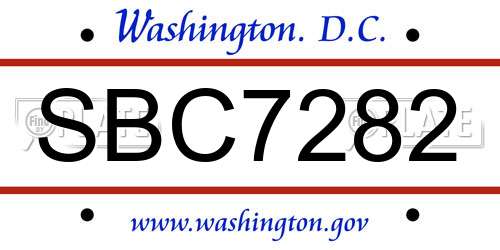 SBC7282 District Of Columbia License Plate