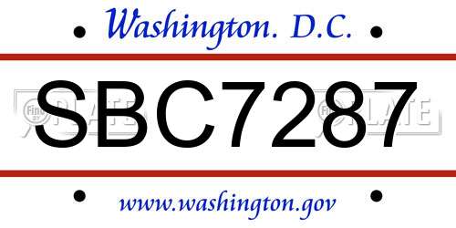 SBC7287 District Of Columbia License Plate