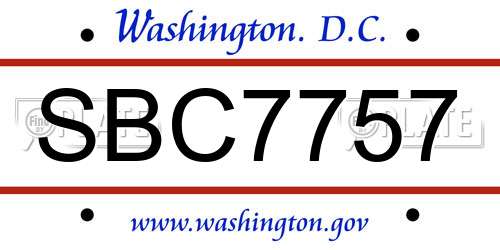 SBC7757 District Of Columbia License Plate