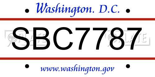 SBC7787 District Of Columbia License Plate