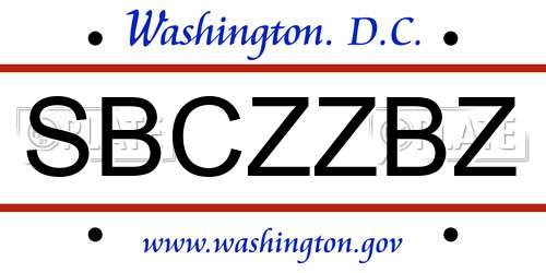 SBCZZBZ District Of Columbia License Plate